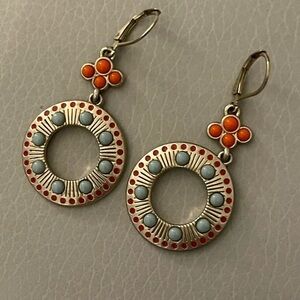 Lia Sophia Earrings with Orange and Blue Accents